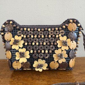 Handcrafted Beaded Crossbody Bag With Floral Design & Zipper Closure Boho